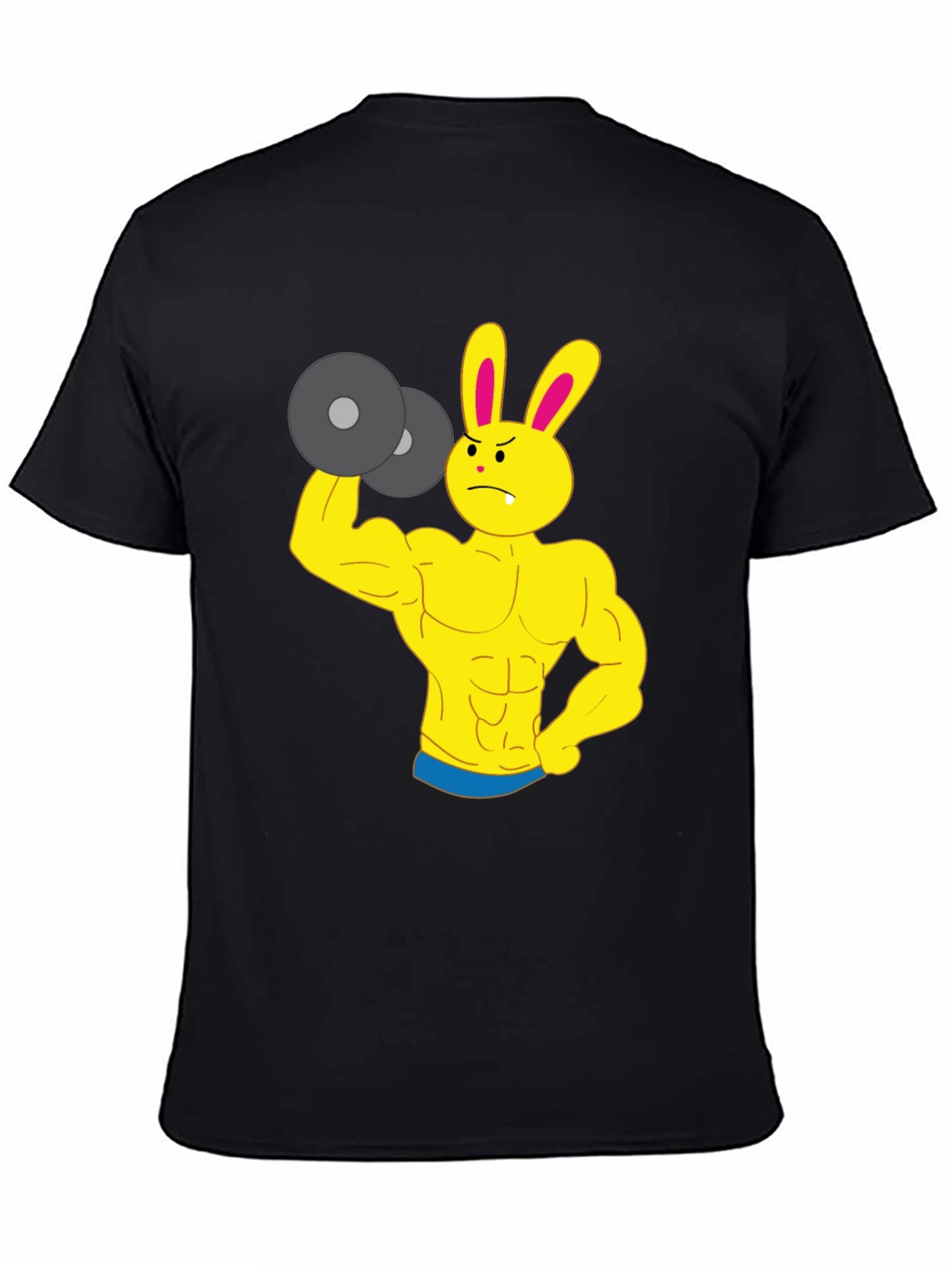 Funny Gym Bunny Black T-Shirt - Weightlifting Rabbit Design
