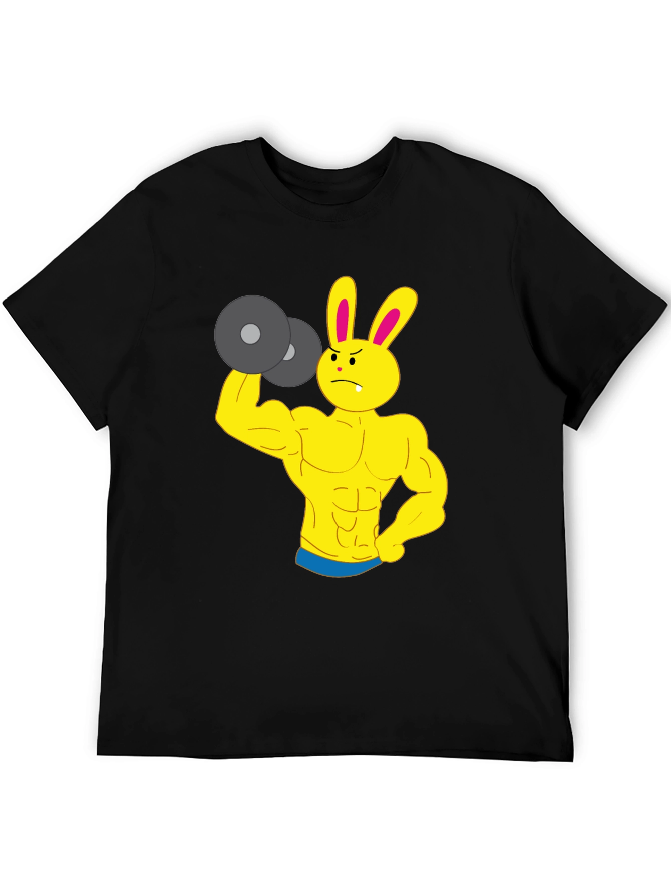 Funny Gym Bunny Black T-Shirt - Weightlifting Rabbit Design