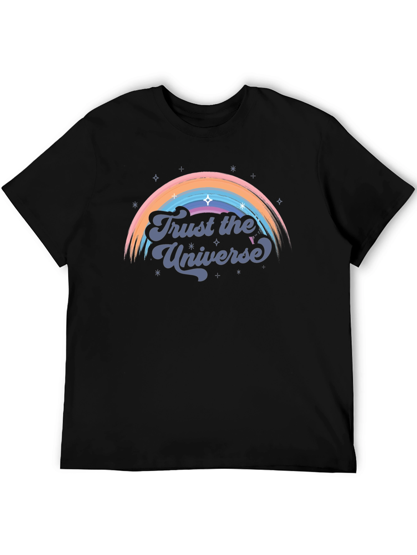 Trust the Universe Graphic Tee - Retro Rainbow Design