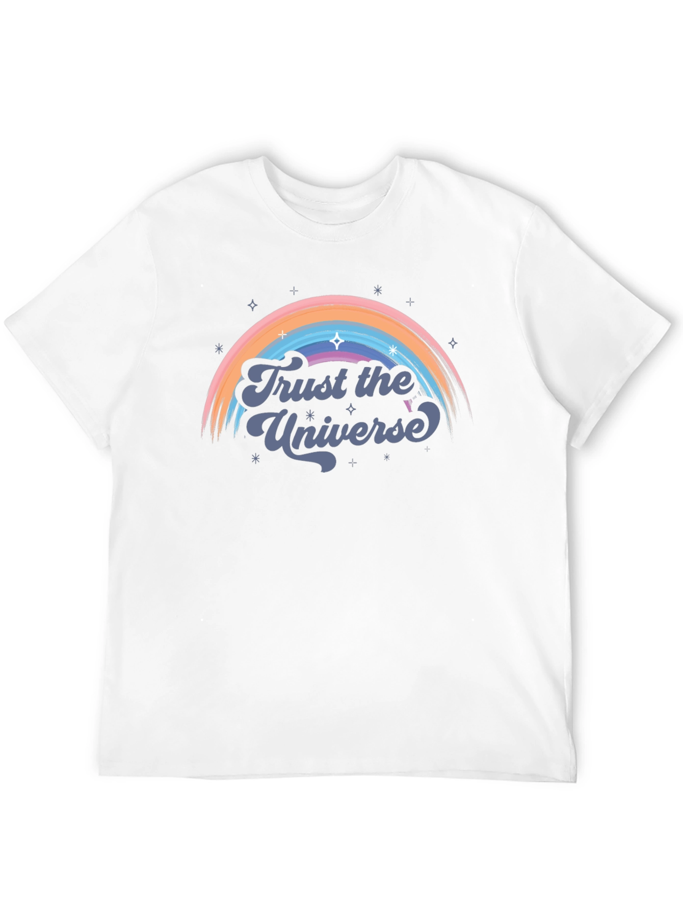 Trust the Universe Graphic Tee - Retro Rainbow Design