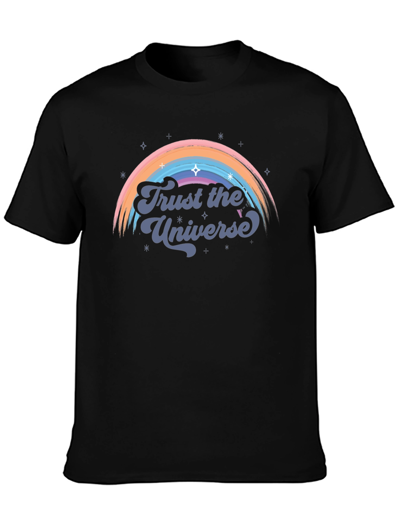 Trust the Universe Graphic Tee - Retro Rainbow Design