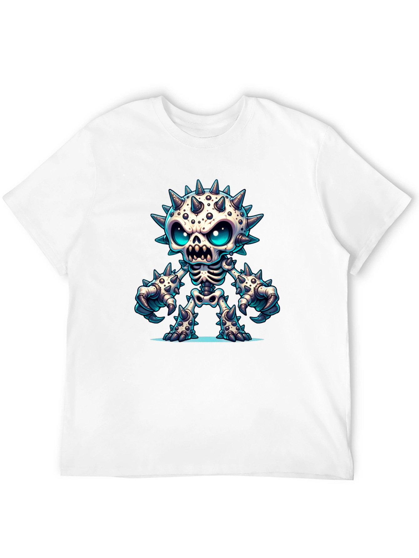 Spiked Skeleton Graphic Tee - Edgy Style