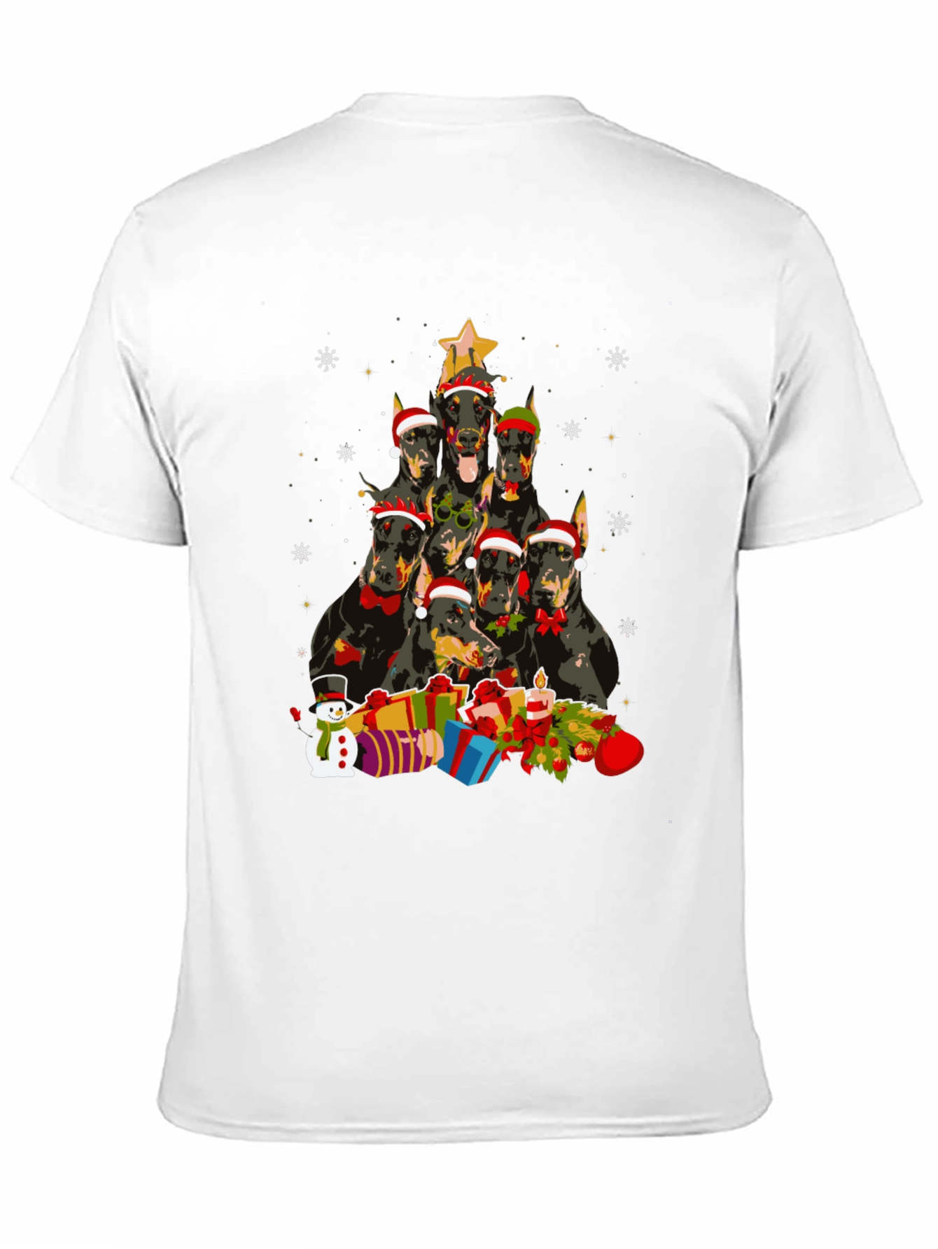 Doberman Christmas Tree Black T-Shirt