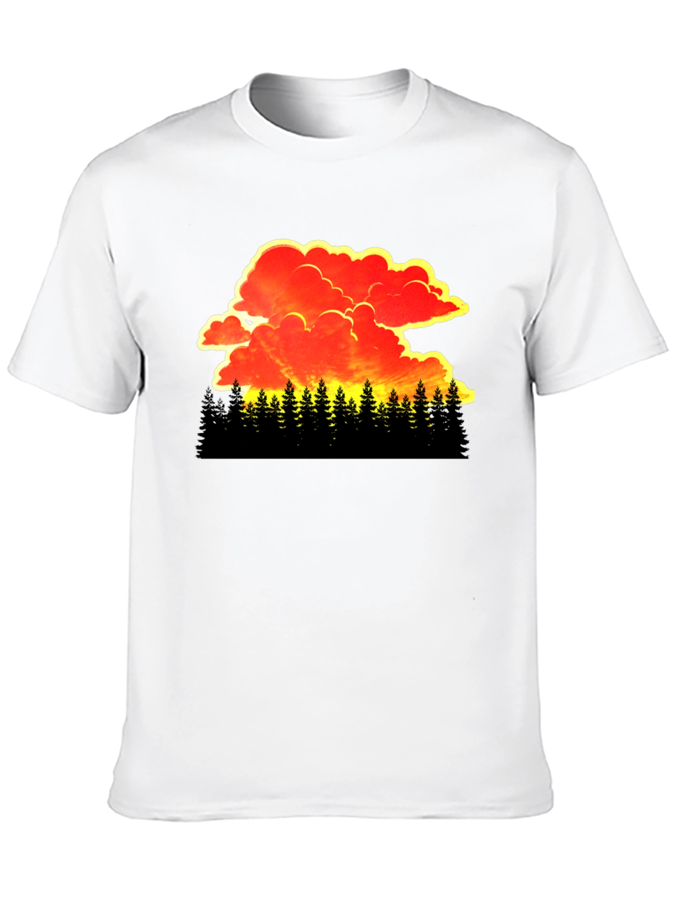 Sunset Forest Graphic Tee - Black Cotton T-Shirt