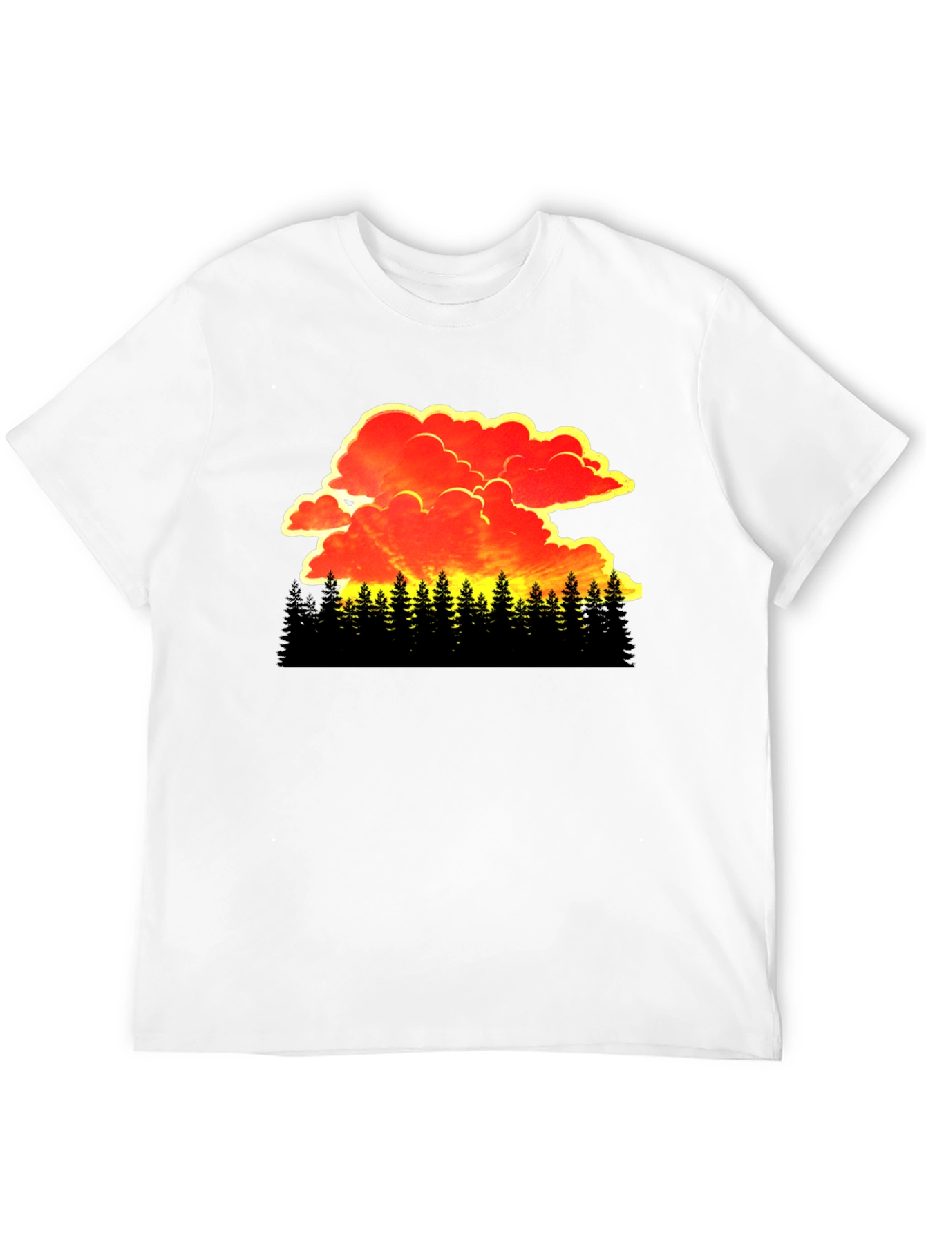 Sunset Forest Graphic Tee - Black Cotton T-Shirt