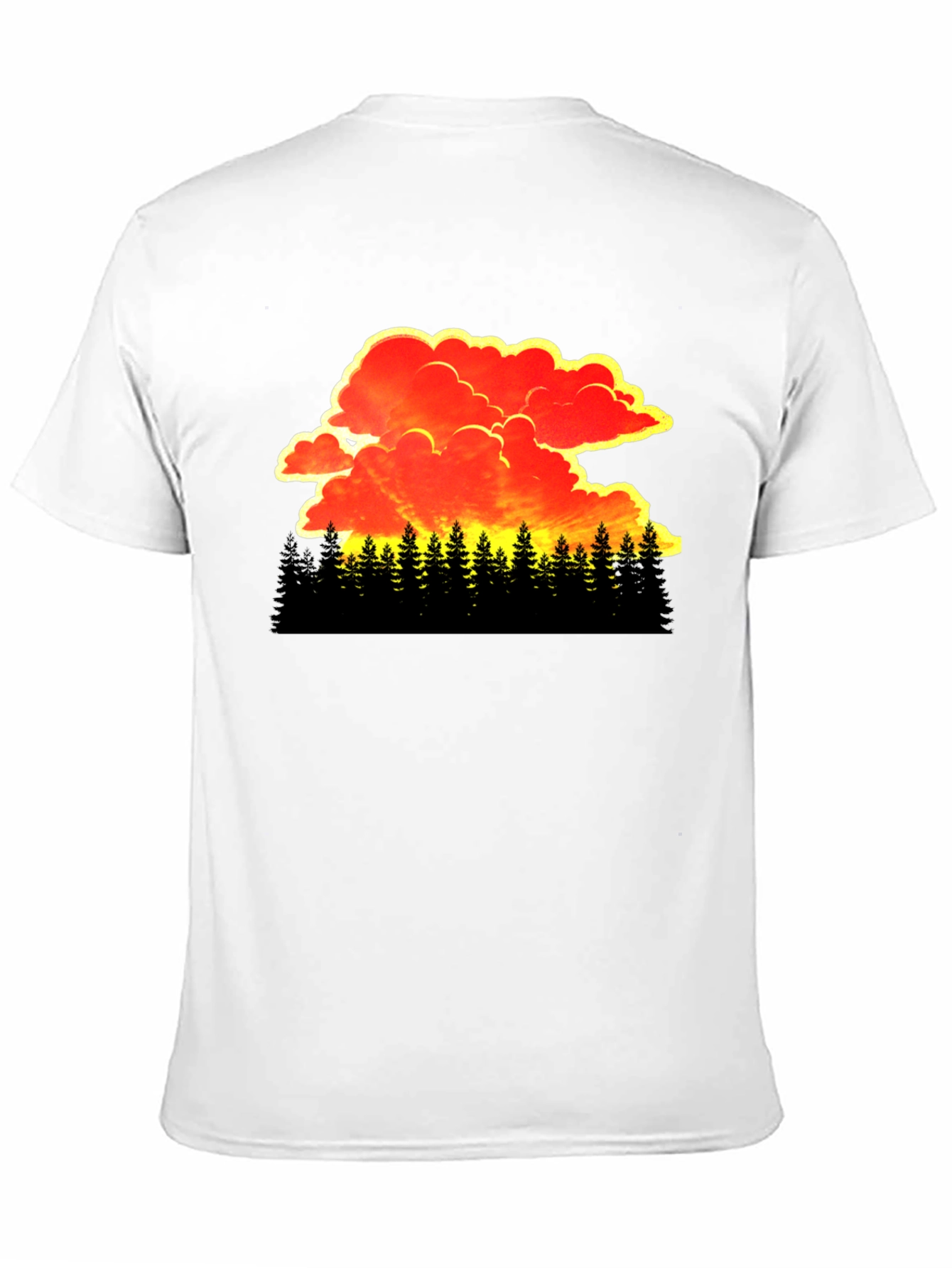 Sunset Forest Graphic Tee - Black Cotton T-Shirt