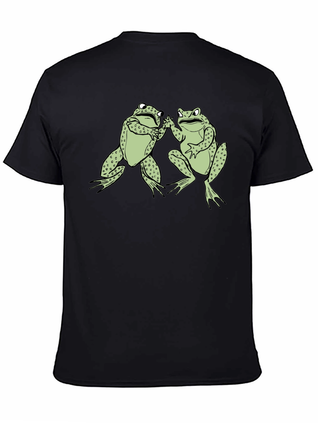 Funny Frog High Five Graphic Black T-Shirt