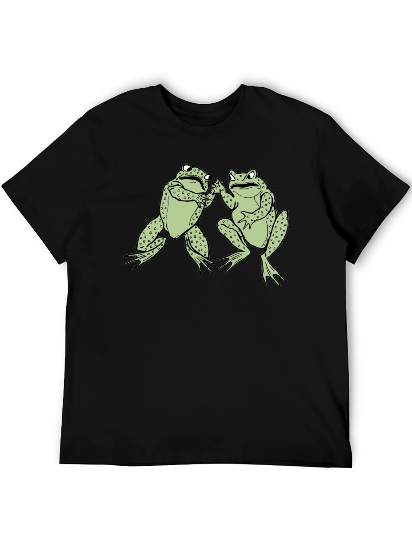Funny Frog High Five Graphic Black T-Shirt