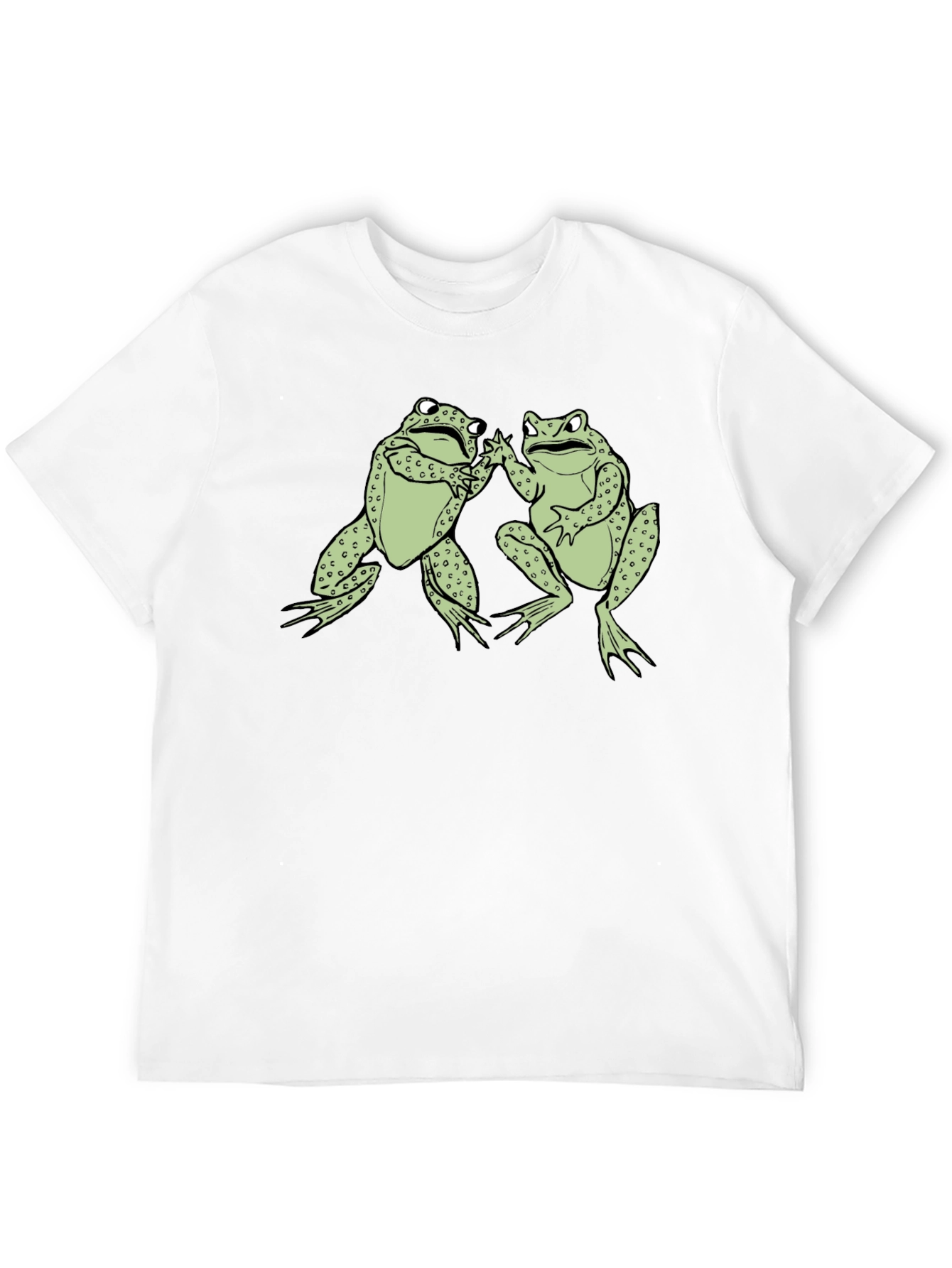 Funny Frog High Five Graphic Black T-Shirt