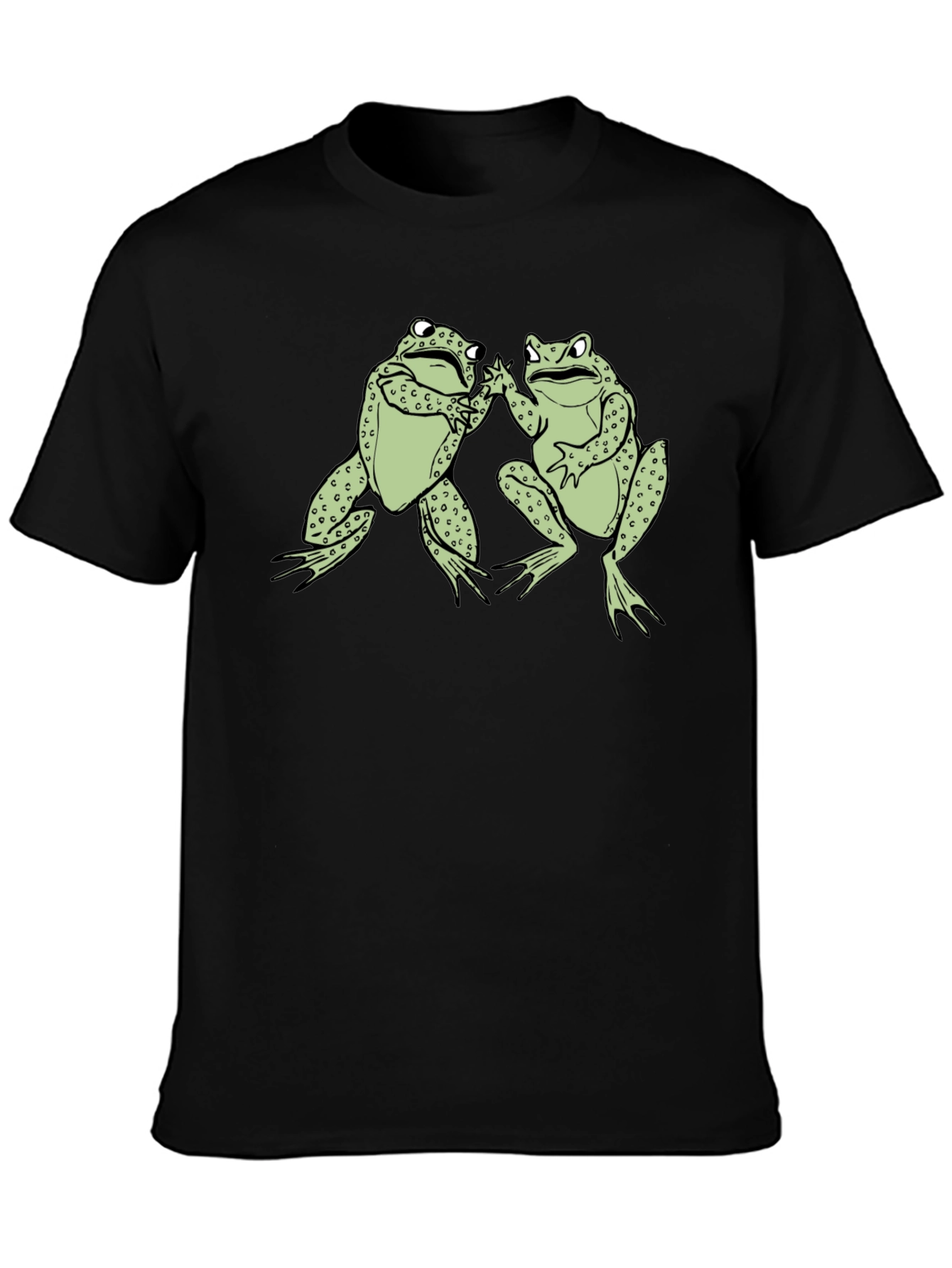 Funny Frog High Five Graphic Black T-Shirt