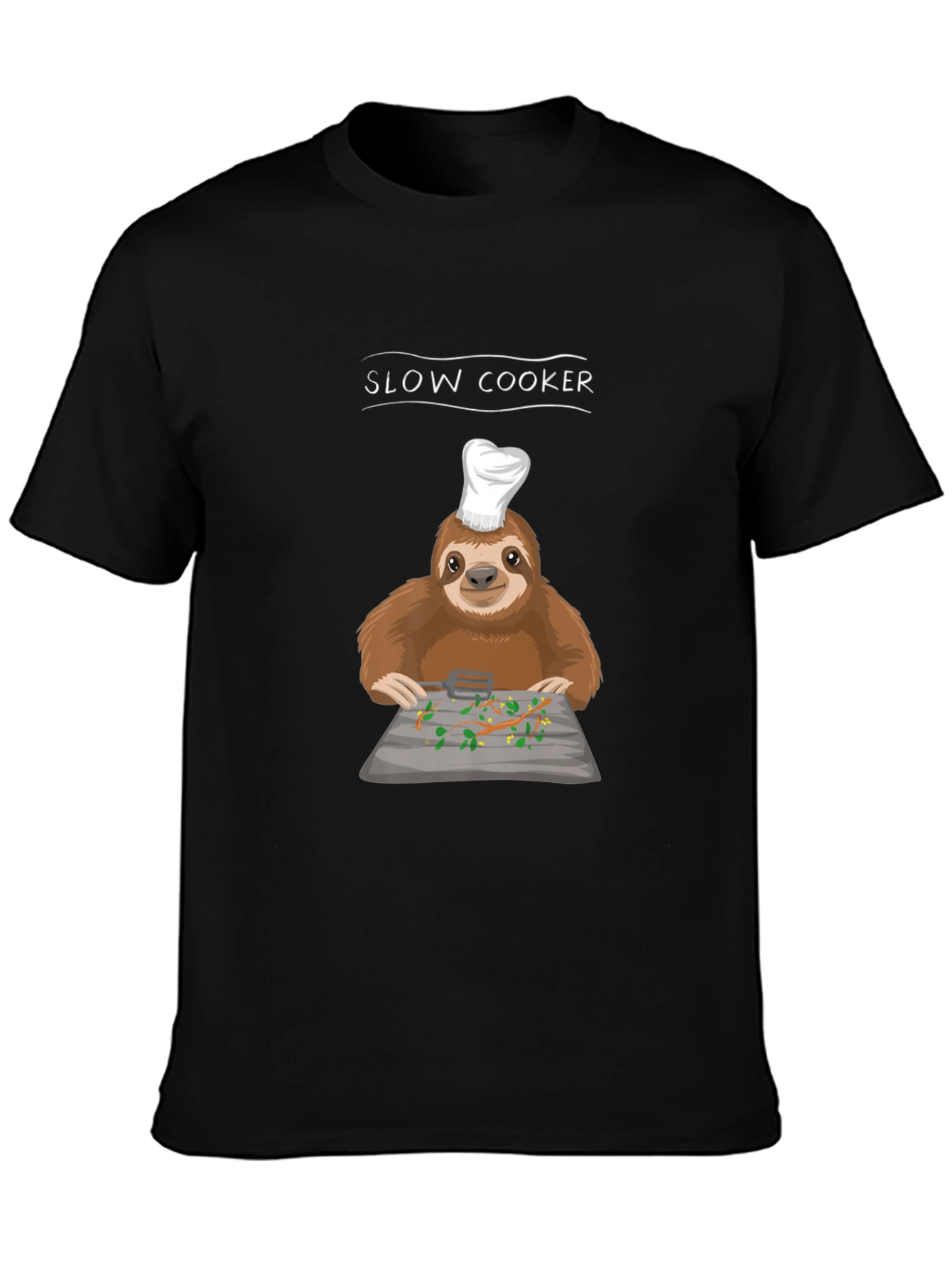 Slow Cooker Sloth Graphic Tee - Novelty Chef T-Shirt