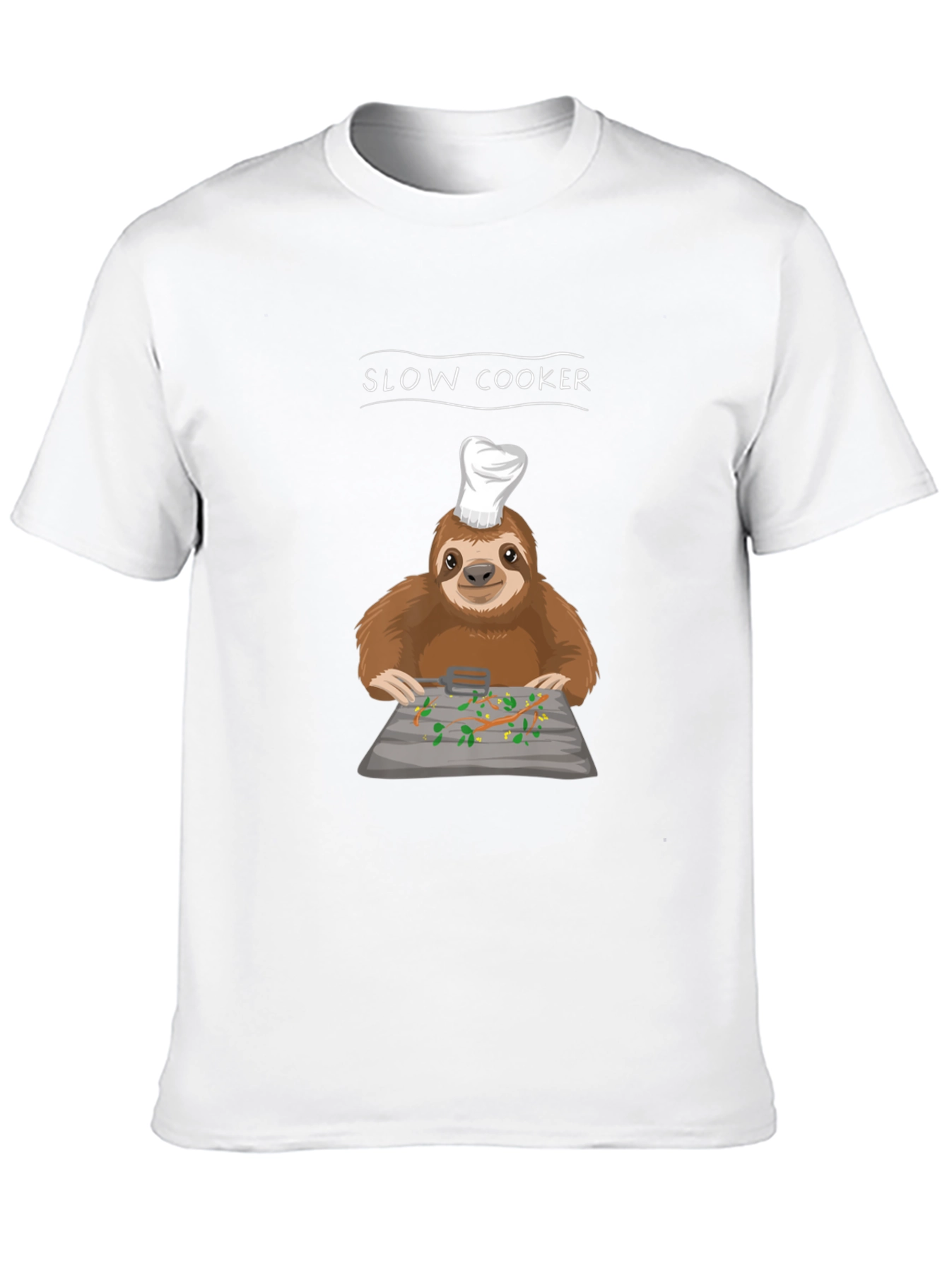 Slow Cooker Sloth Graphic Tee - Novelty Chef T-Shirt