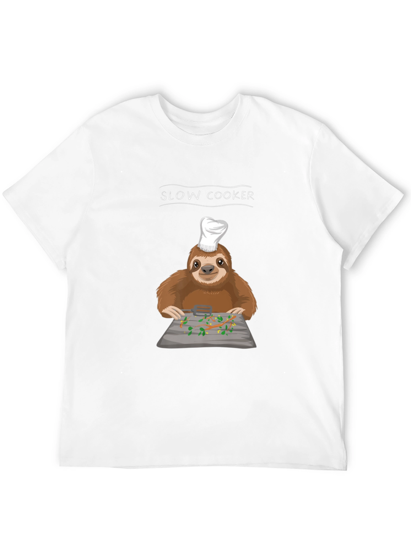 Slow Cooker Sloth Graphic Tee - Novelty Chef T-Shirt