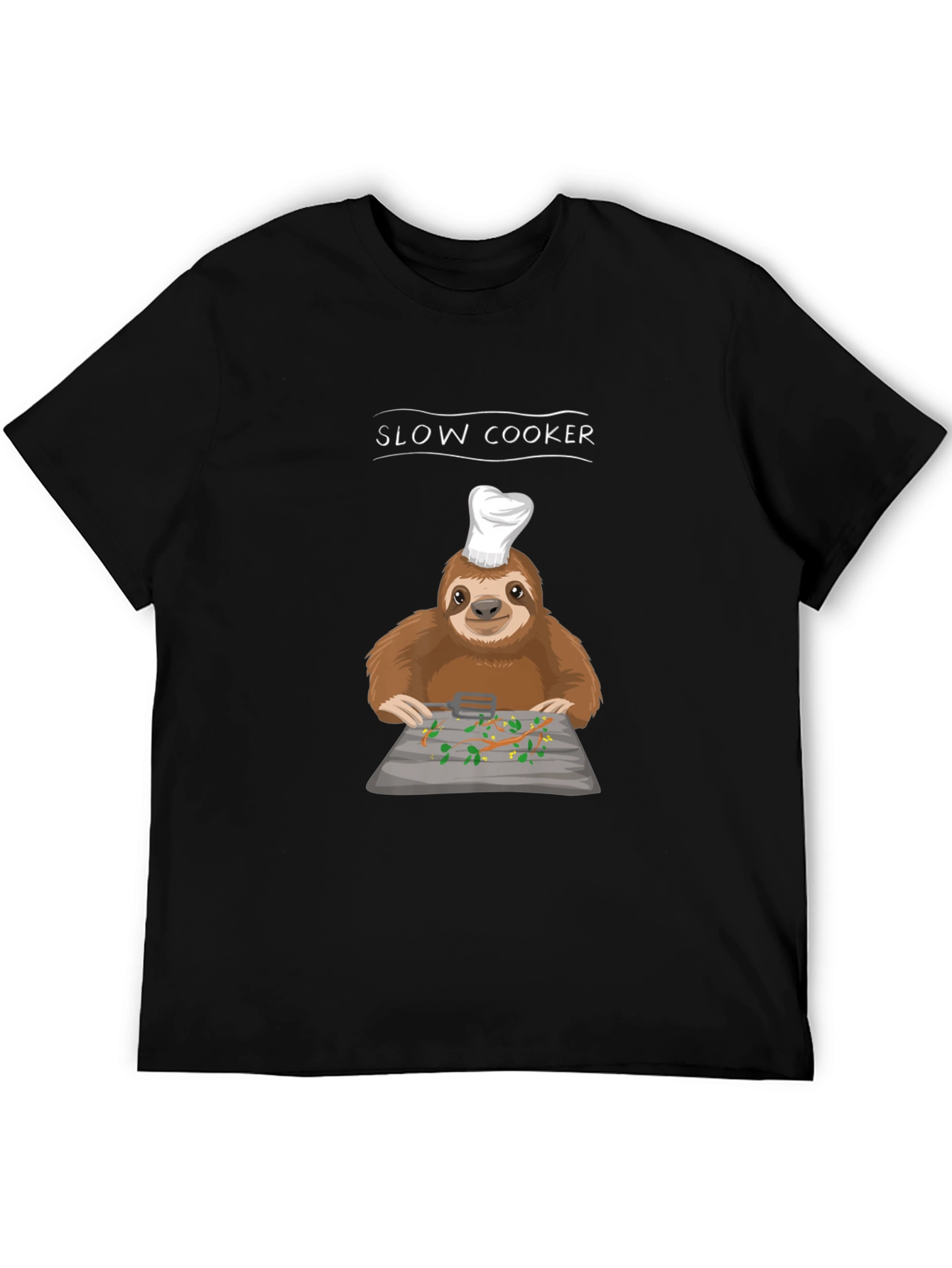 Slow Cooker Sloth Graphic Tee - Novelty Chef T-Shirt