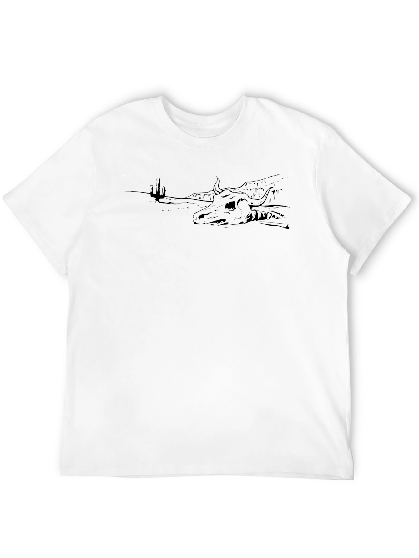 Black Graphic Tee: Desert Skull Scene