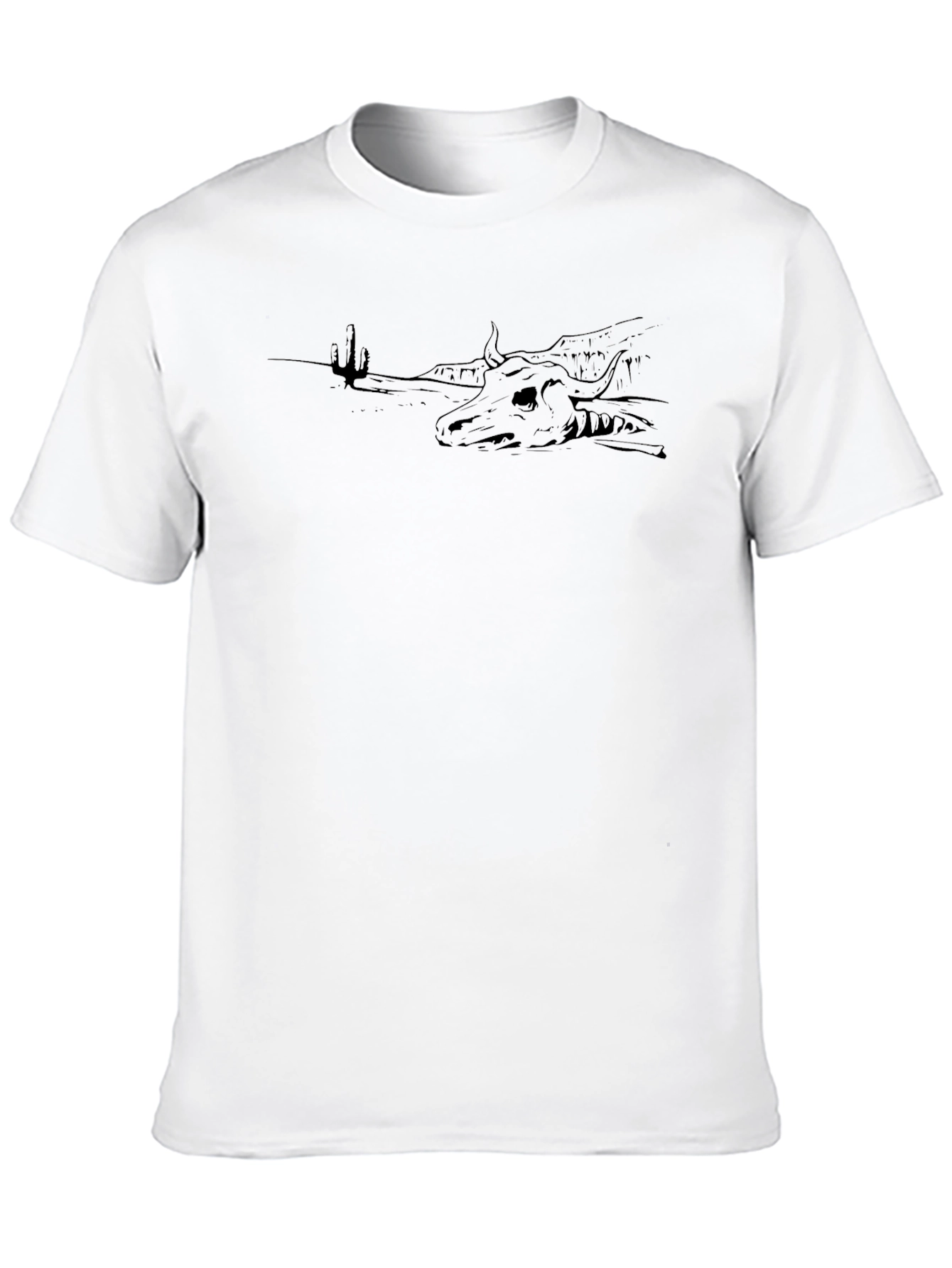 Black Graphic Tee: Desert Skull Scene