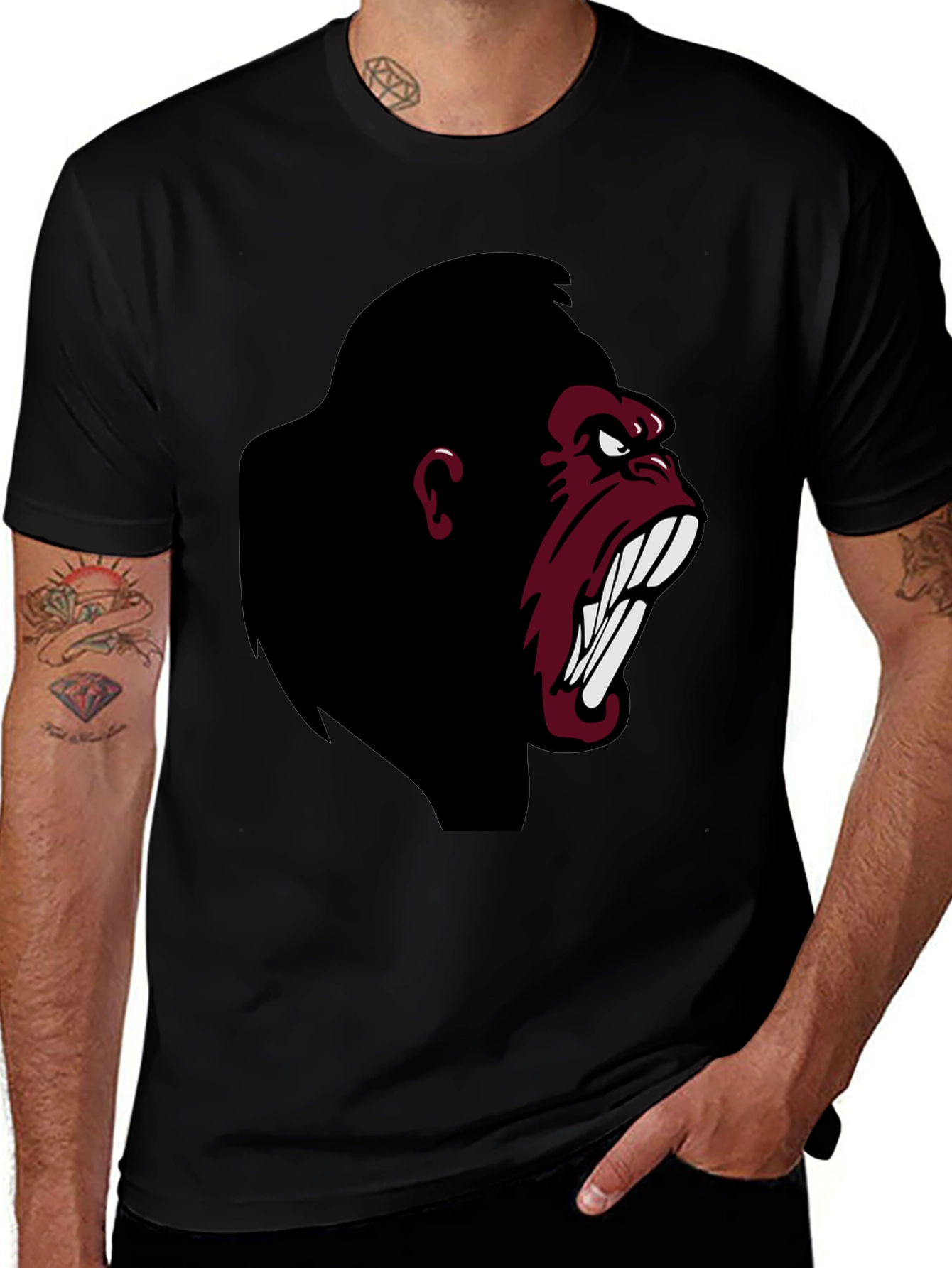 Angry Gorilla Graphic T-Shirt - Black