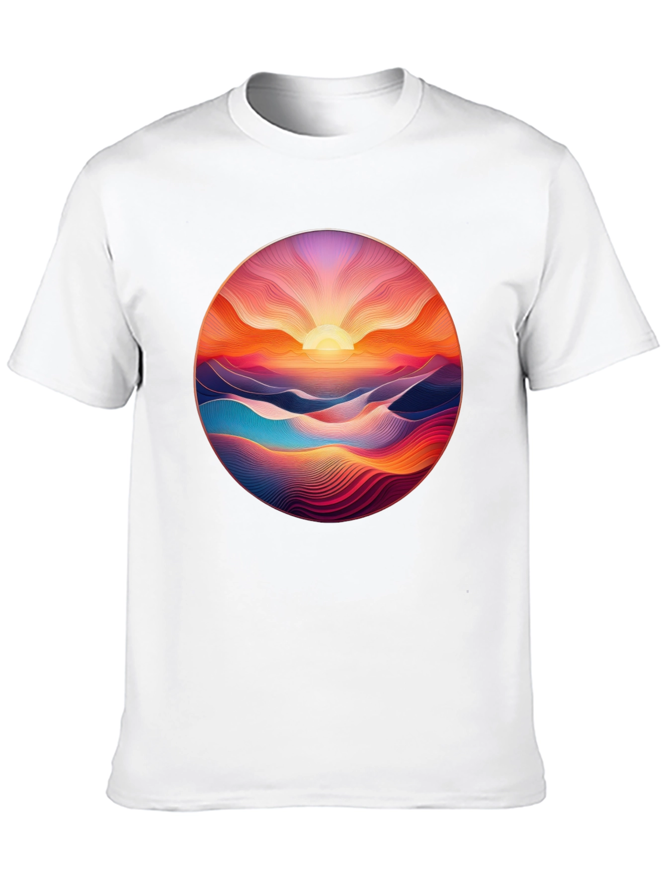 Sunrise Vista Graphic Tee - Soft Black Cotton