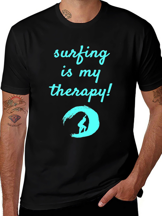 Surfing is My Therapy T-Shirt - Black Surf Tee