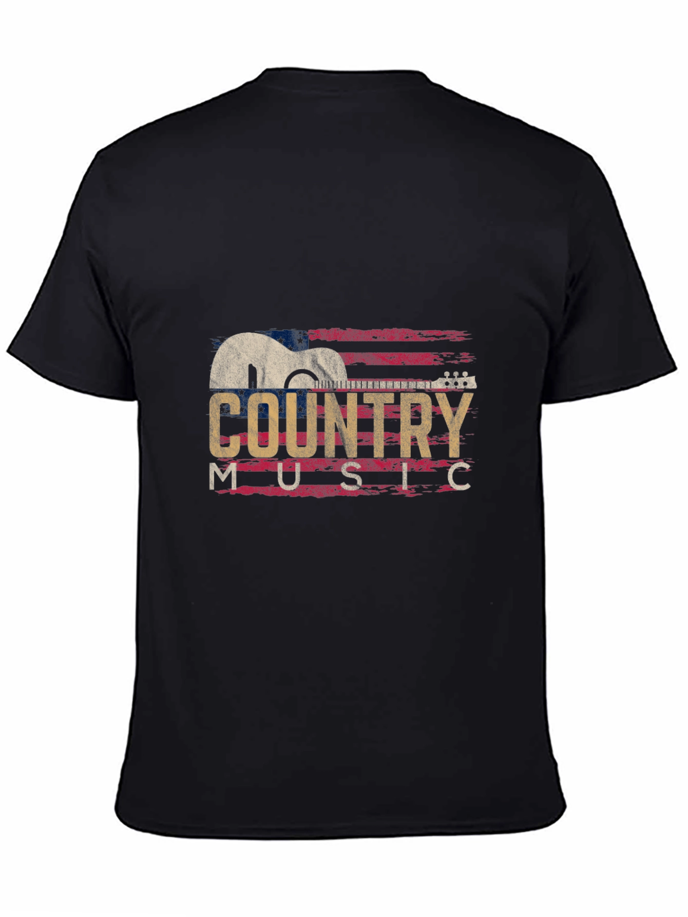 Country Music Guitar Graphic T-Shirt - Black