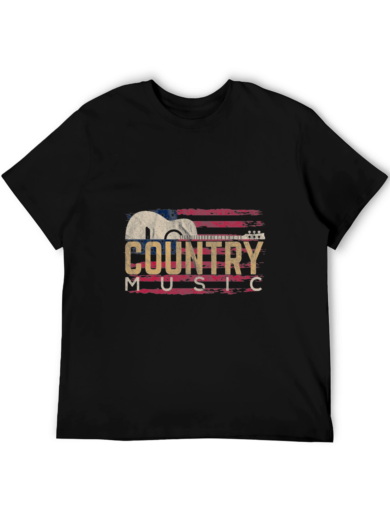 Country Music Guitar Graphic T-Shirt - Black