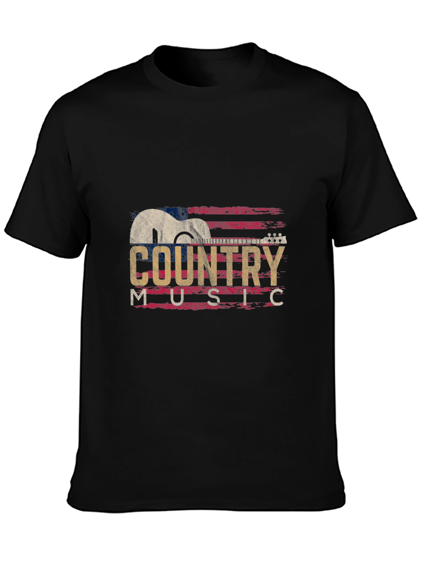 Country Music Guitar Graphic T-Shirt - Black