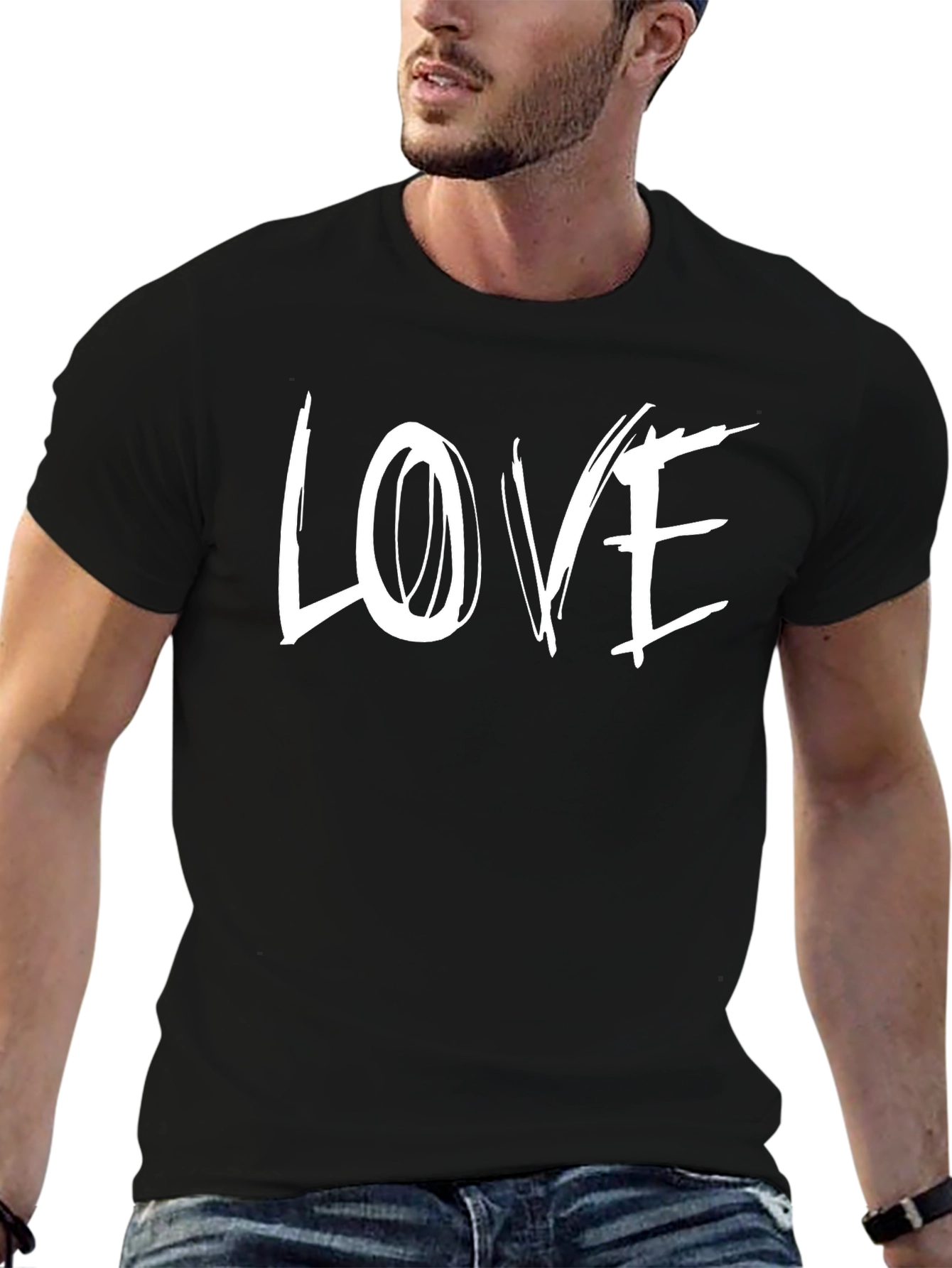 Love Graphic Print Black T-Shirt