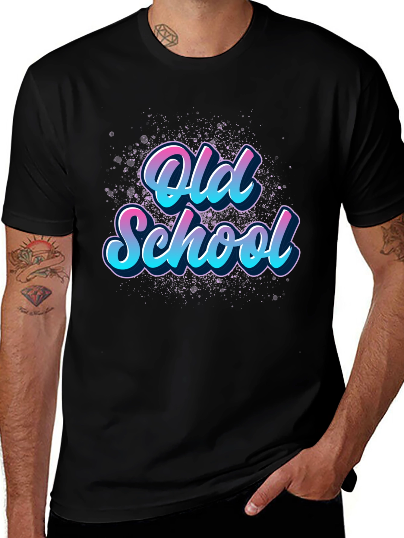 Retro Old School Graphic Black T-Shirt