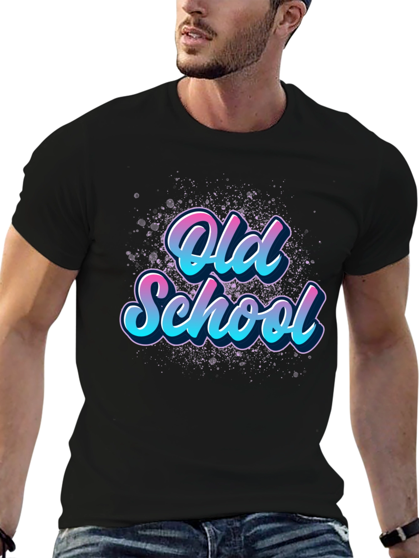 Retro Old School Graphic Black T-Shirt