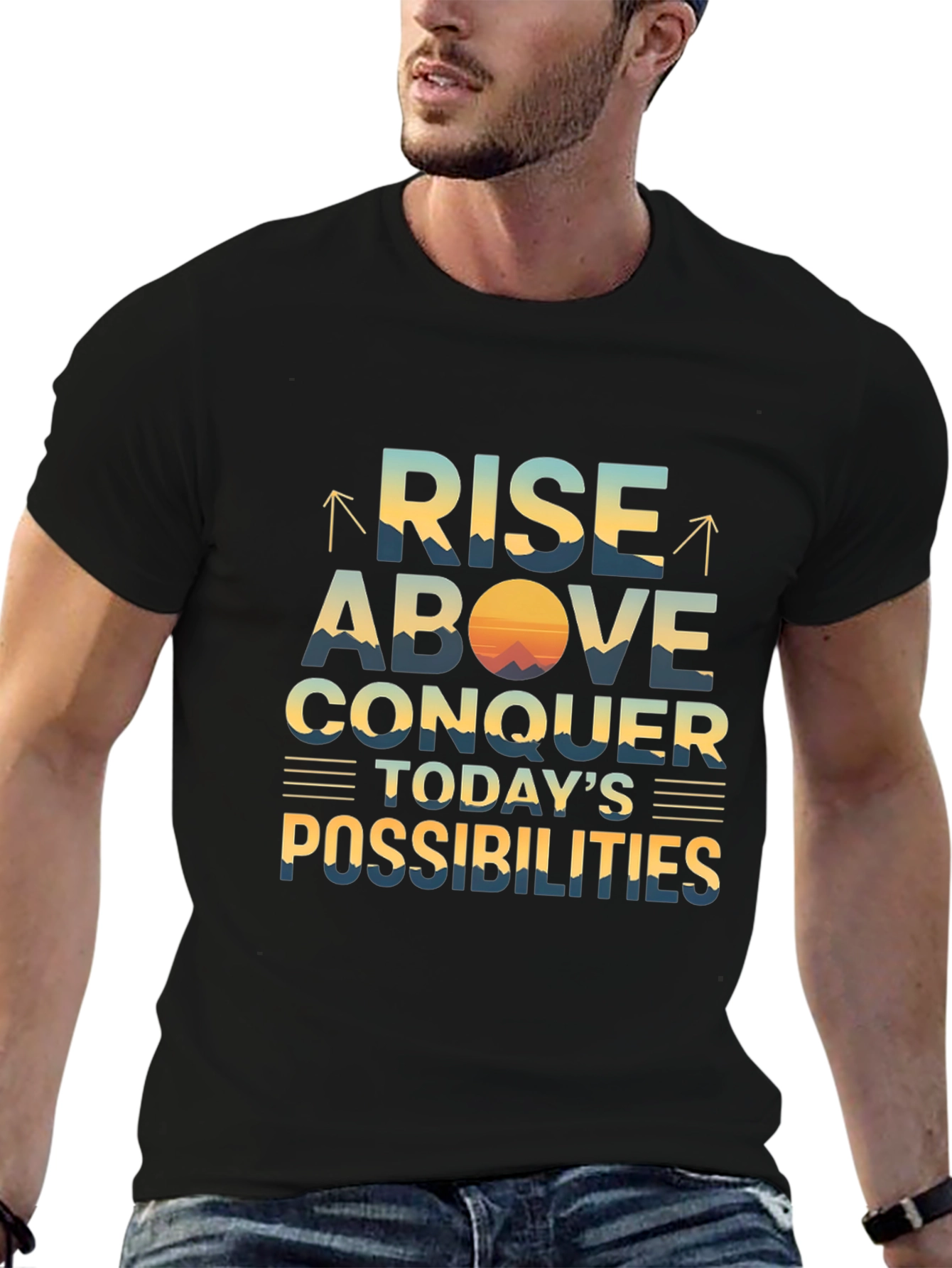 Inspirational Graphic T-Shirt - Rise Above Conquer