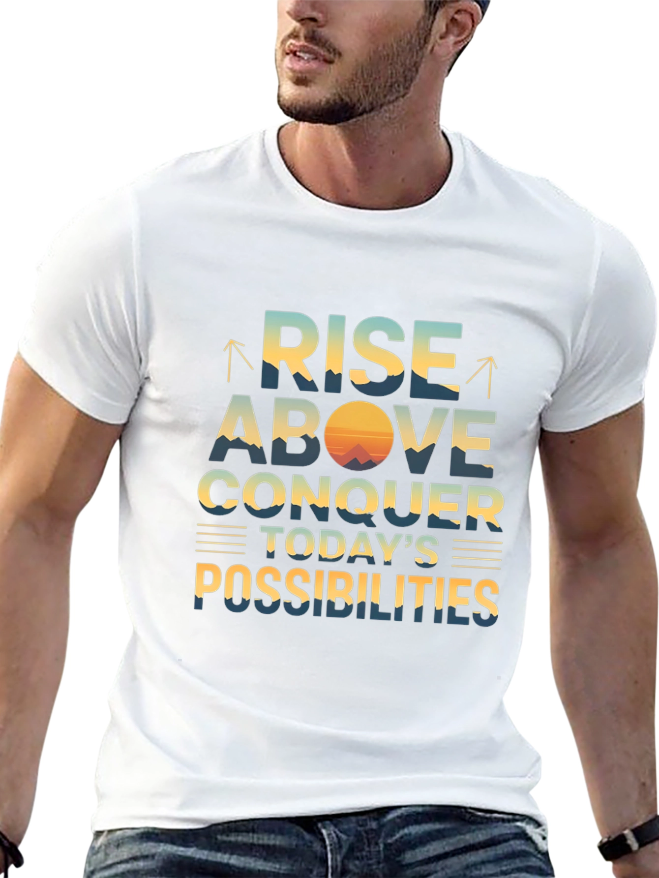 Inspirational Graphic T-Shirt - Rise Above Conquer