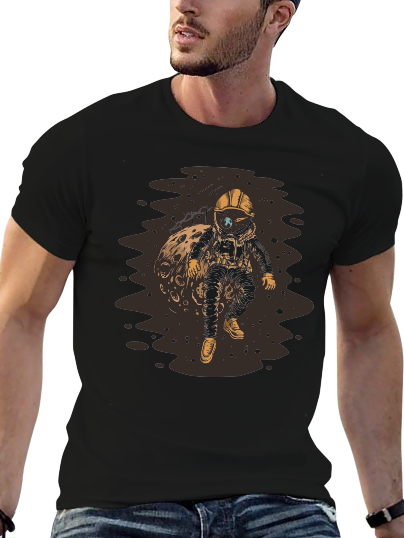 Astronaut on Moon T-Shirt - Unique Graphic Tee