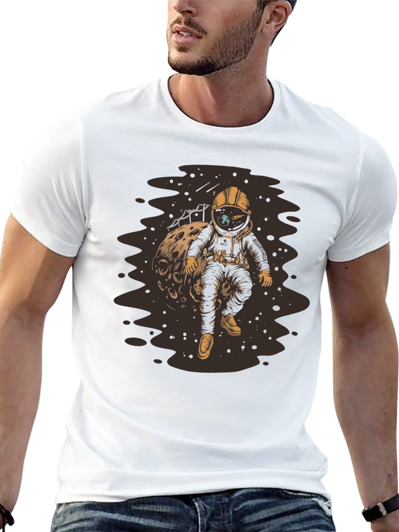 Astronaut on Moon T-Shirt - Unique Graphic Tee