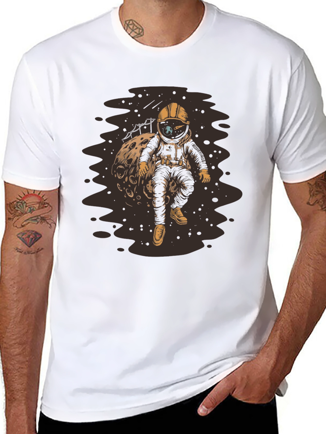 Astronaut on Moon T-Shirt - Unique Graphic Tee