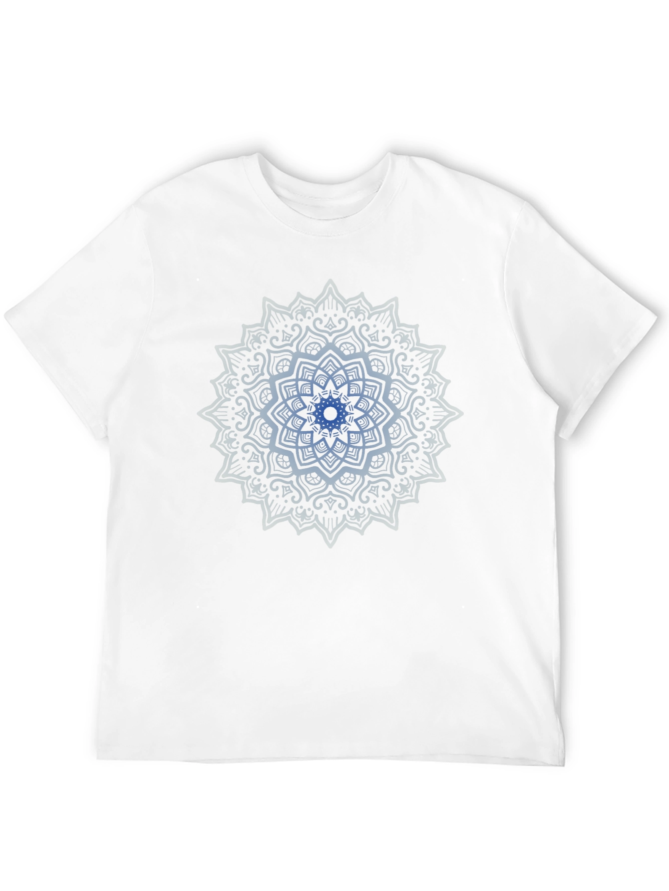 Blue Mandala Graphic Print Black T-Shirt