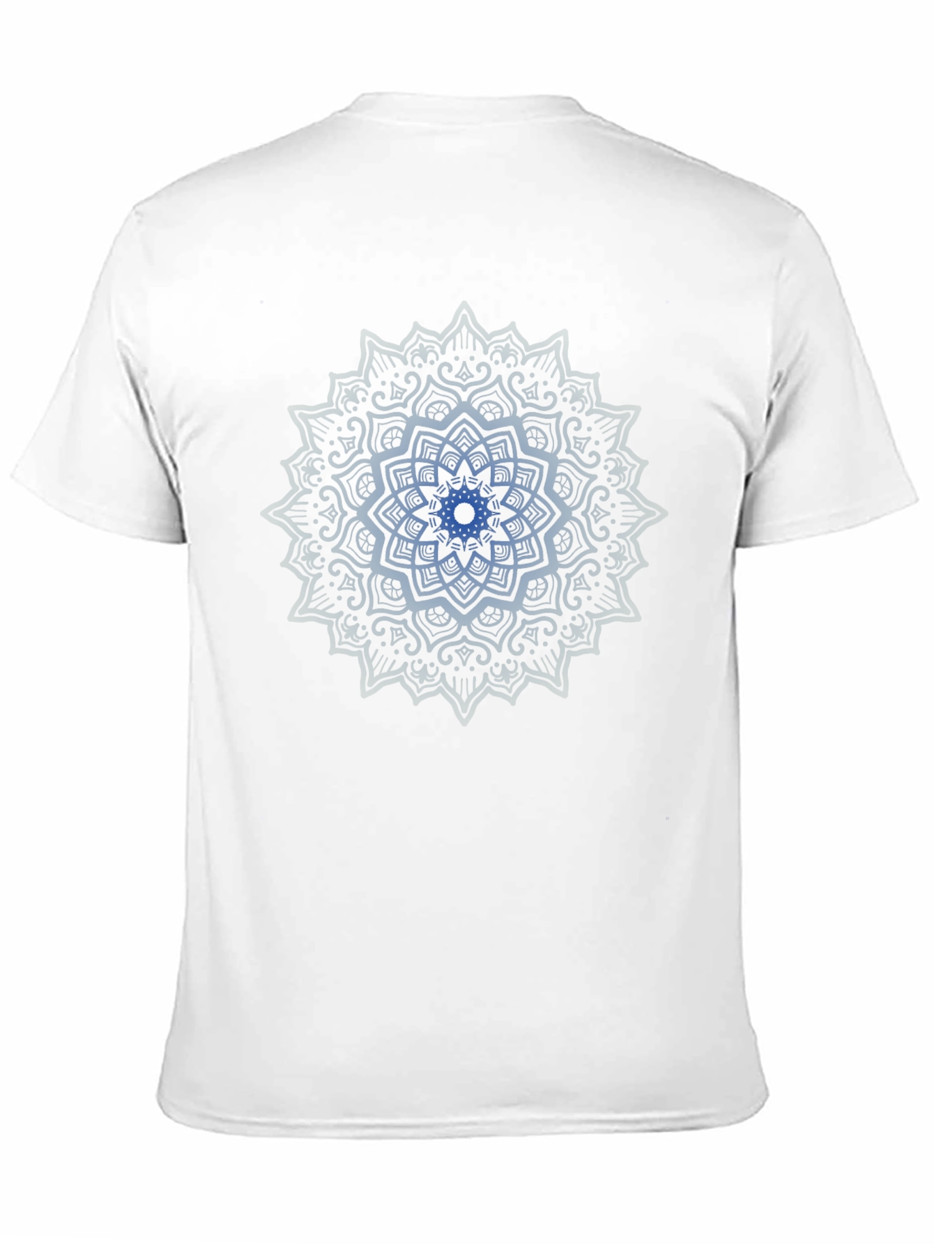 Blue Mandala Graphic Print Black T-Shirt