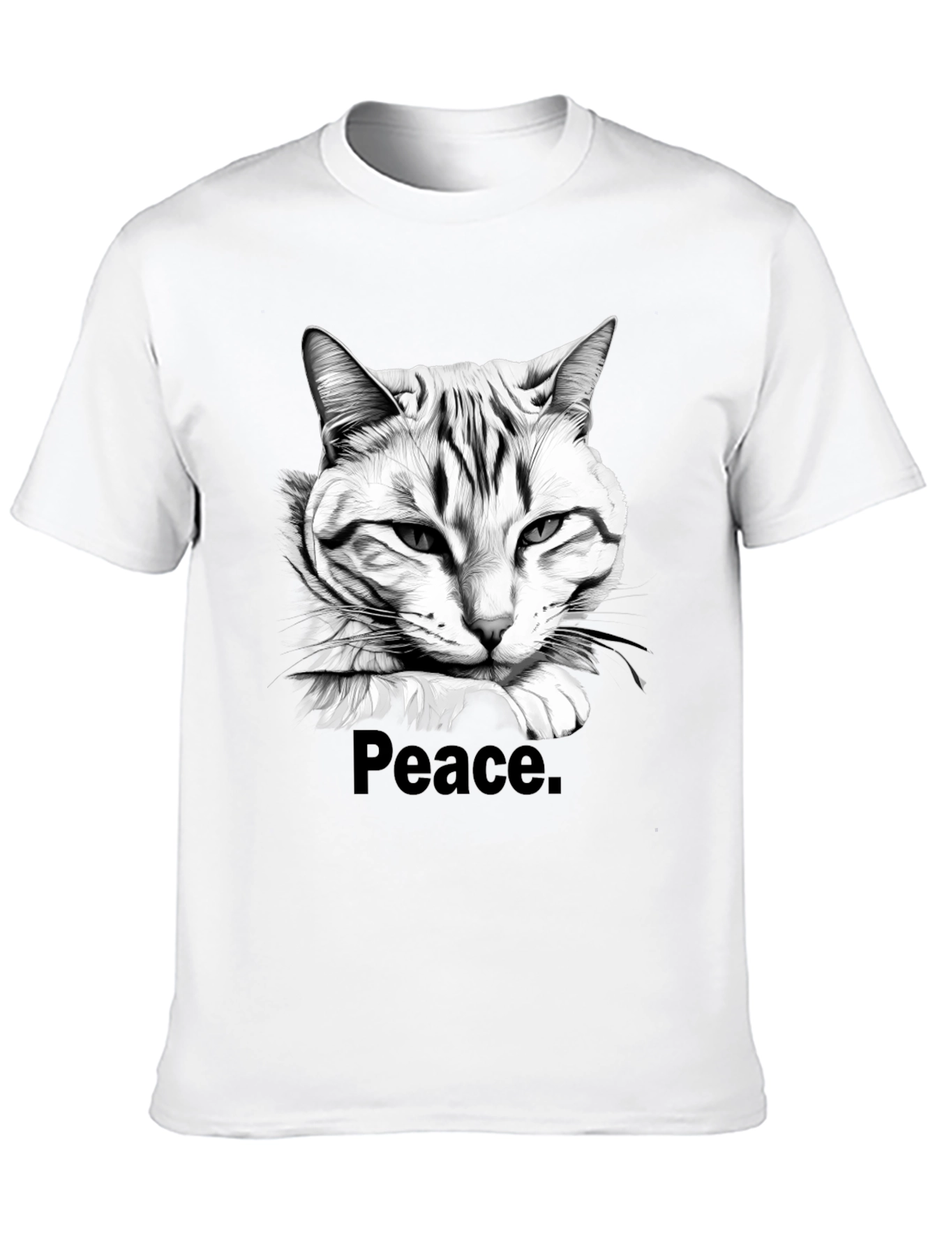 Peace Cat Graphic Tee - Mens Black T-Shirt
