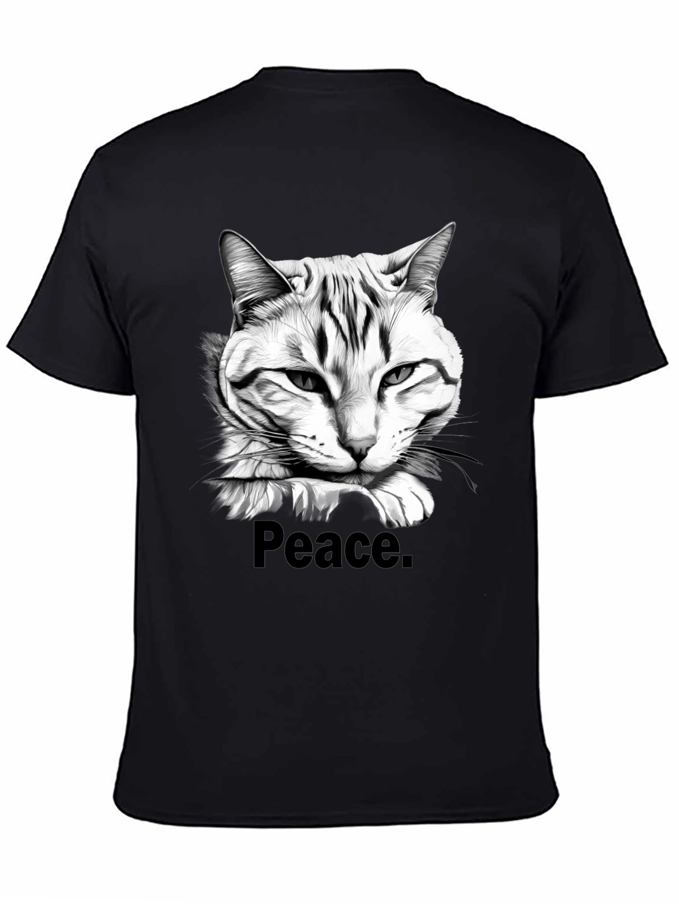 Peace Cat Graphic Tee - Mens Black T-Shirt