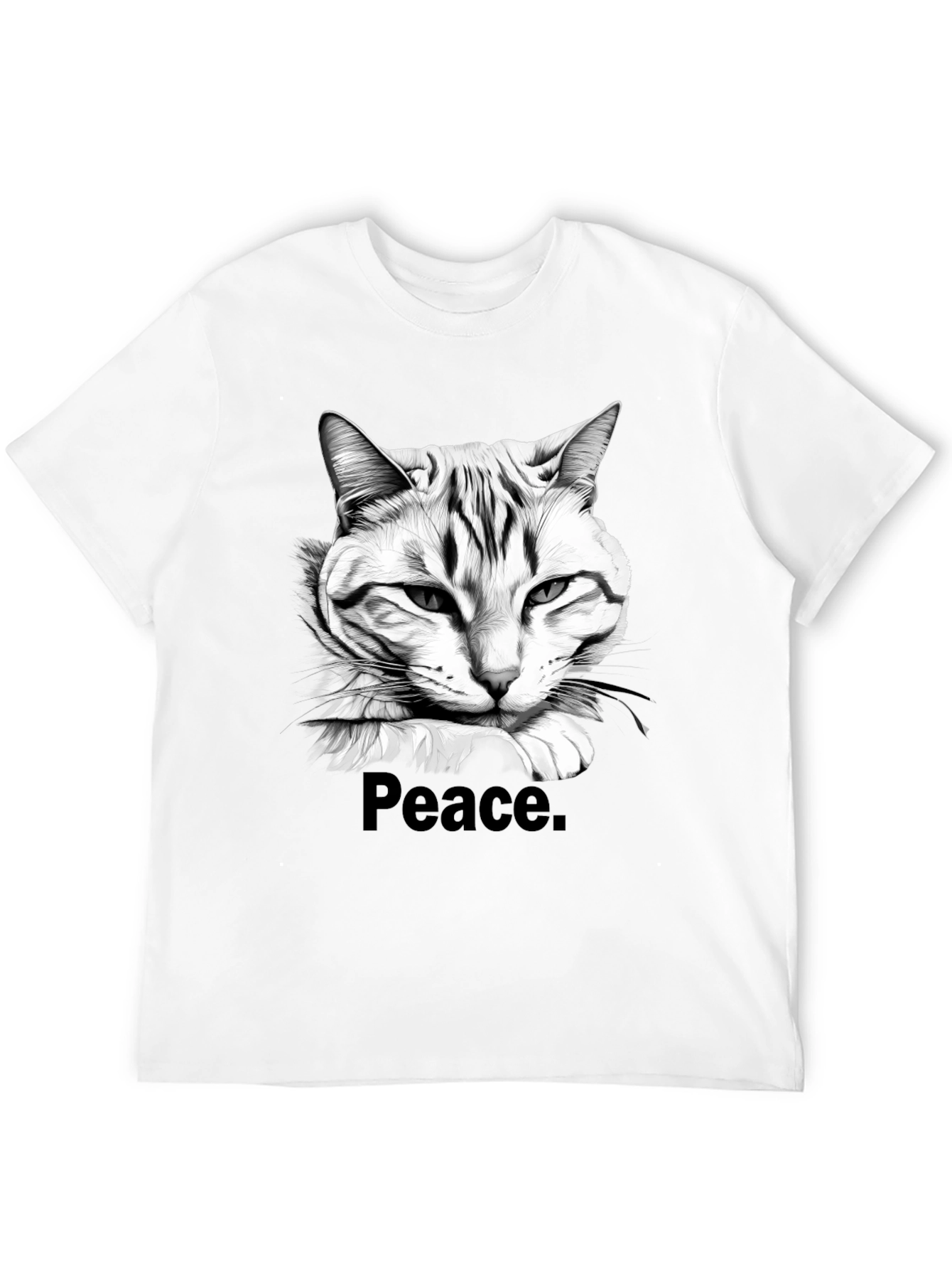 Peace Cat Graphic Tee - Mens Black T-Shirt