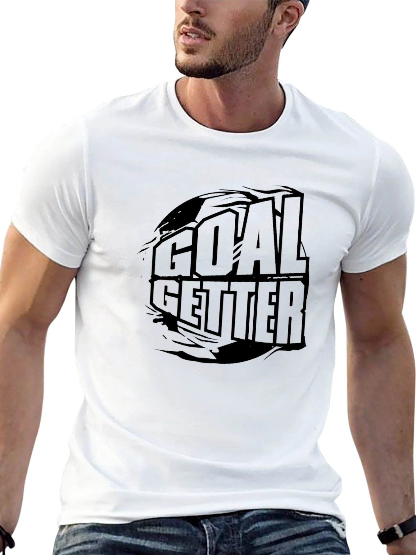 Goal Getter Graphic Tee - Black Crew Neck T-Shirt
