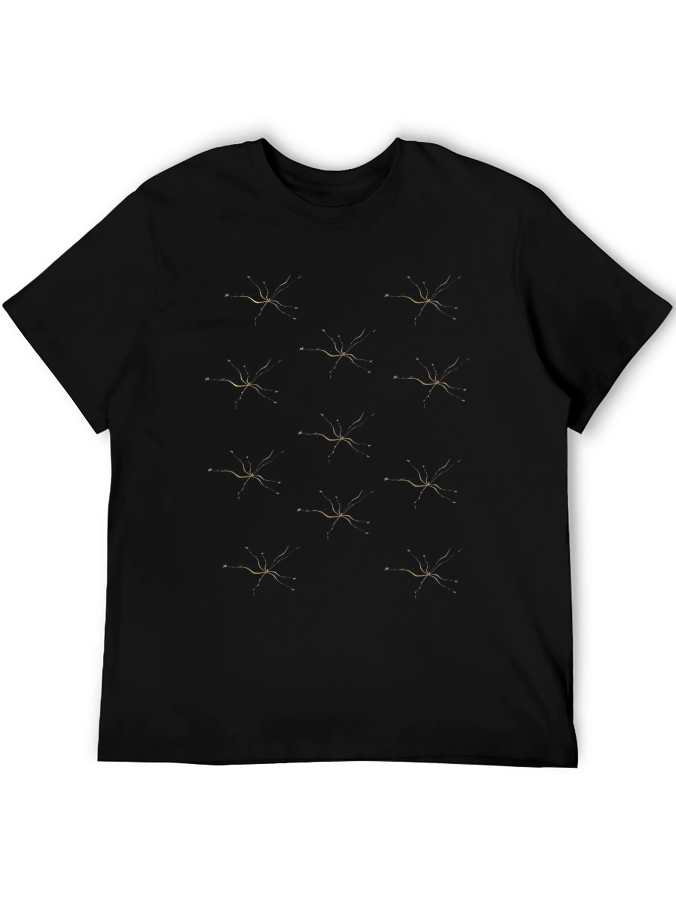 Stylish Black Tee with Abstract Gold Pattern