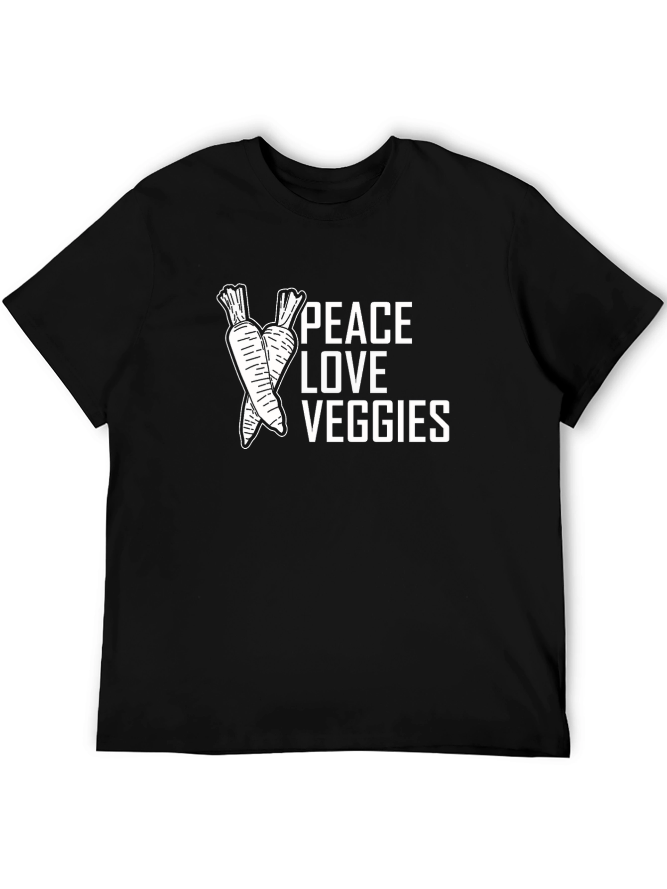 Peace Love Veggies Graphic Tee - Black Cotton