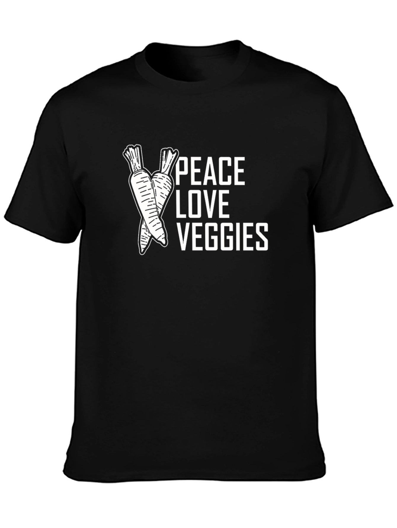 Peace Love Veggies Graphic Tee - Black Cotton