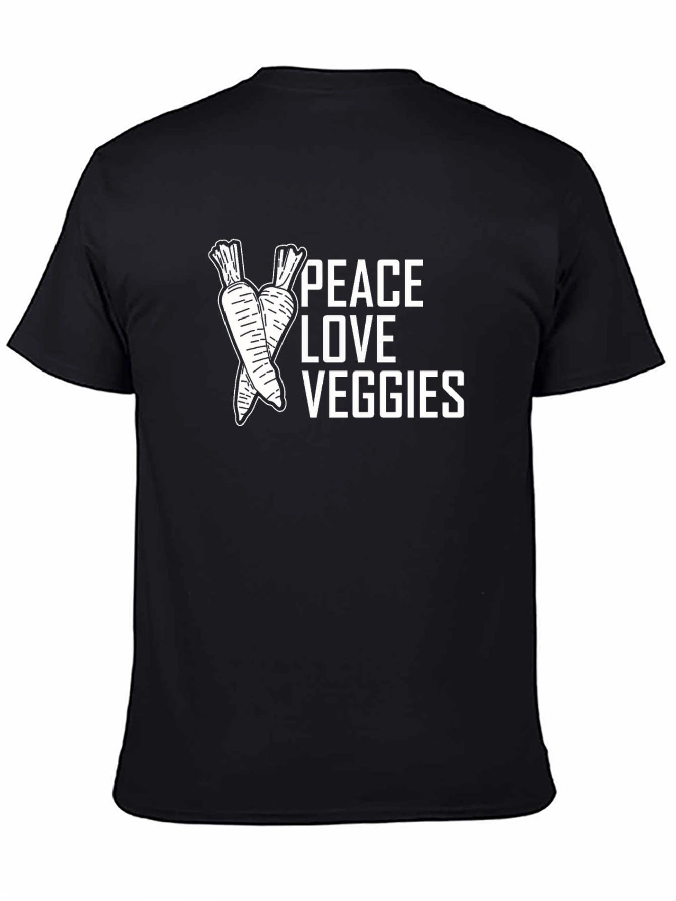 Peace Love Veggies Graphic Tee - Black Cotton