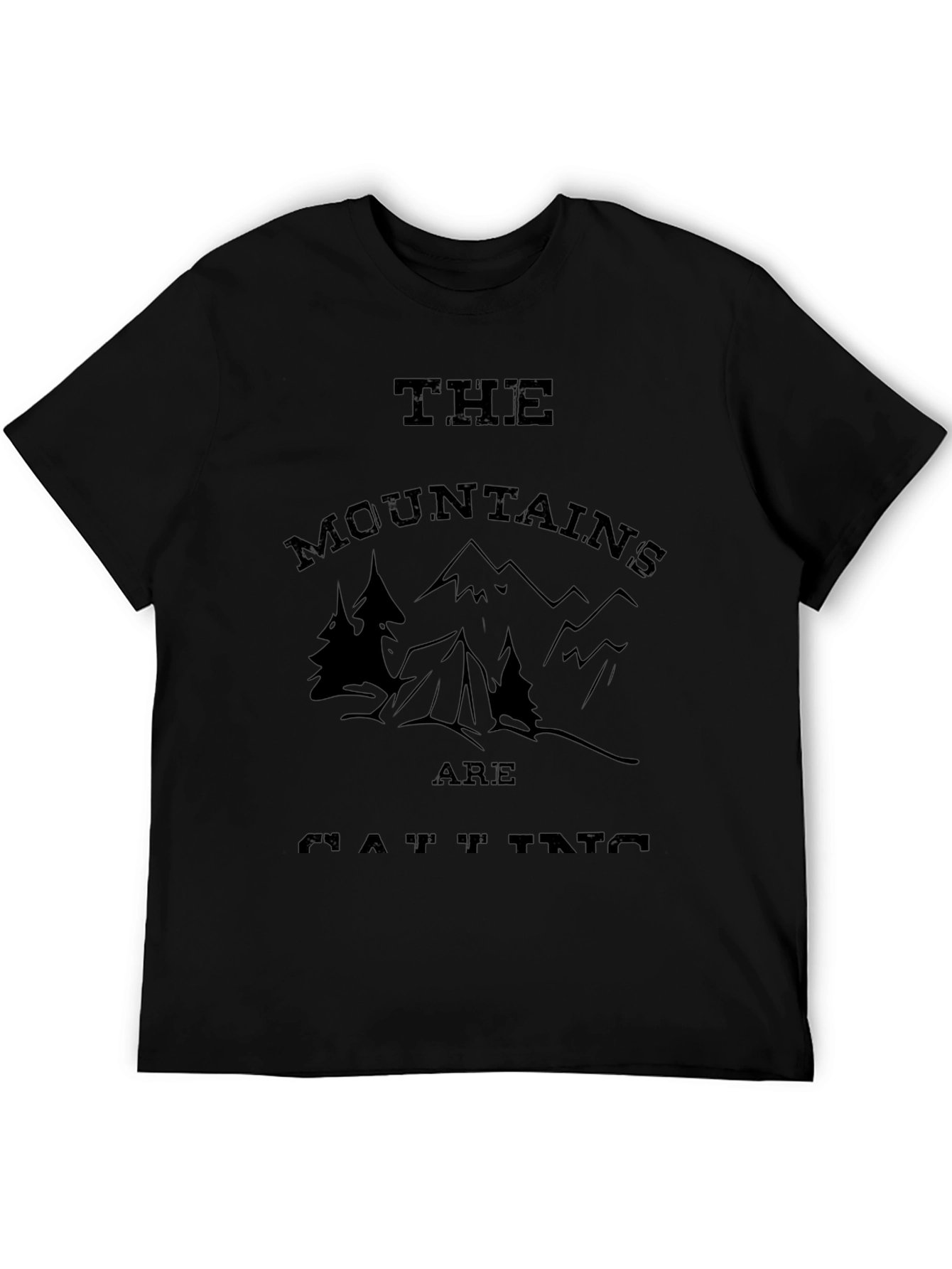 The Mountains Are Calling Mens Black T-Shirt