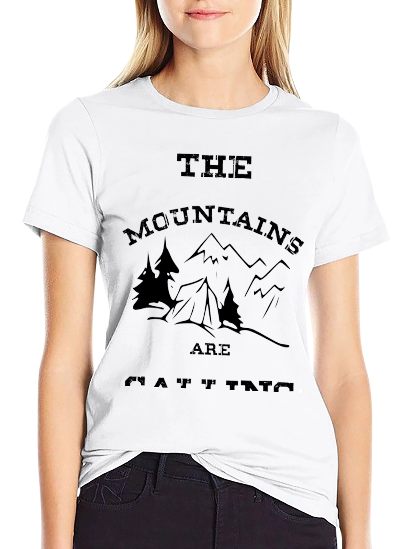 The Mountains Are Calling Mens Black T-Shirt