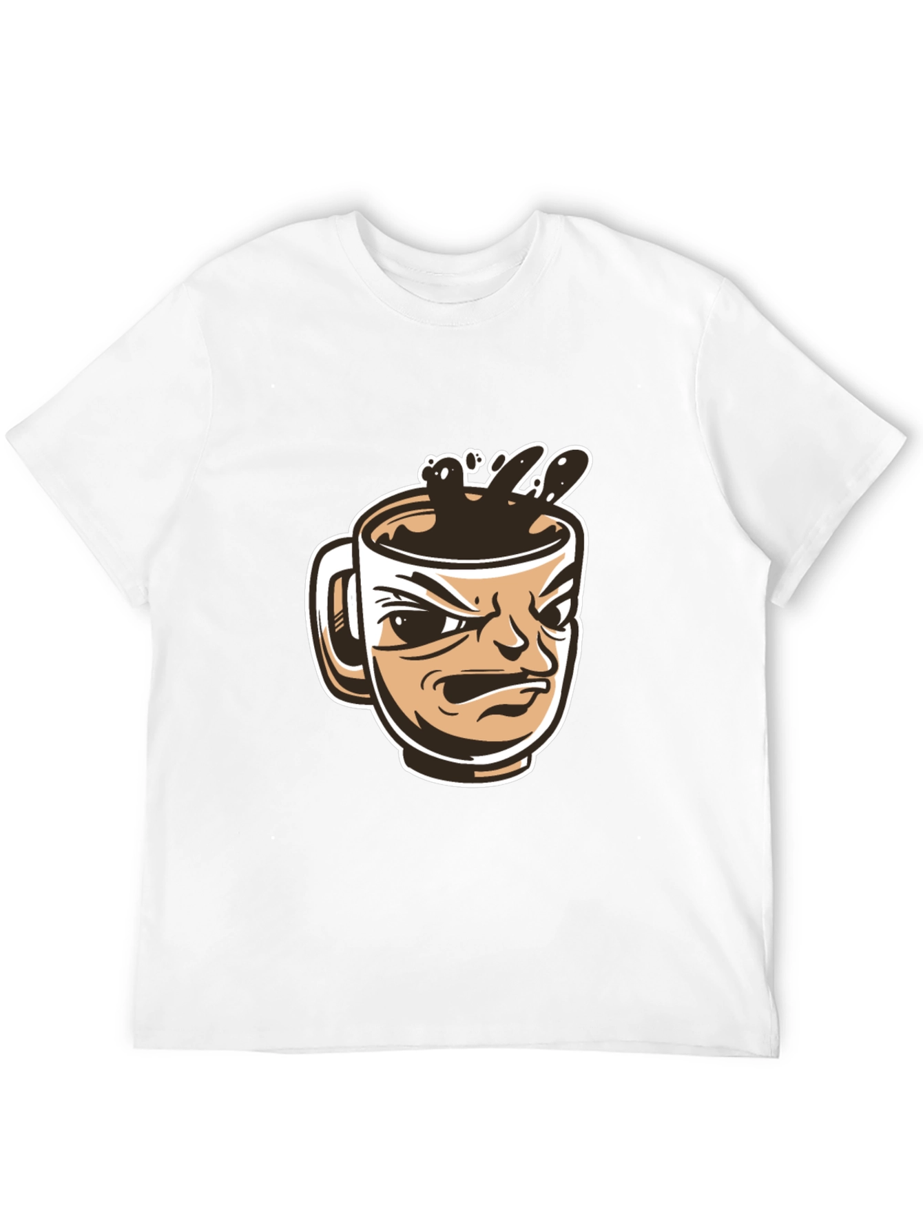 Mens Black T-Shirt - Angry Coffee Cup Design