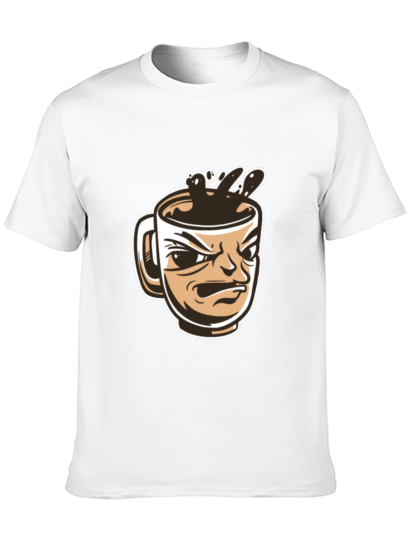 Mens Black T-Shirt - Angry Coffee Cup Design