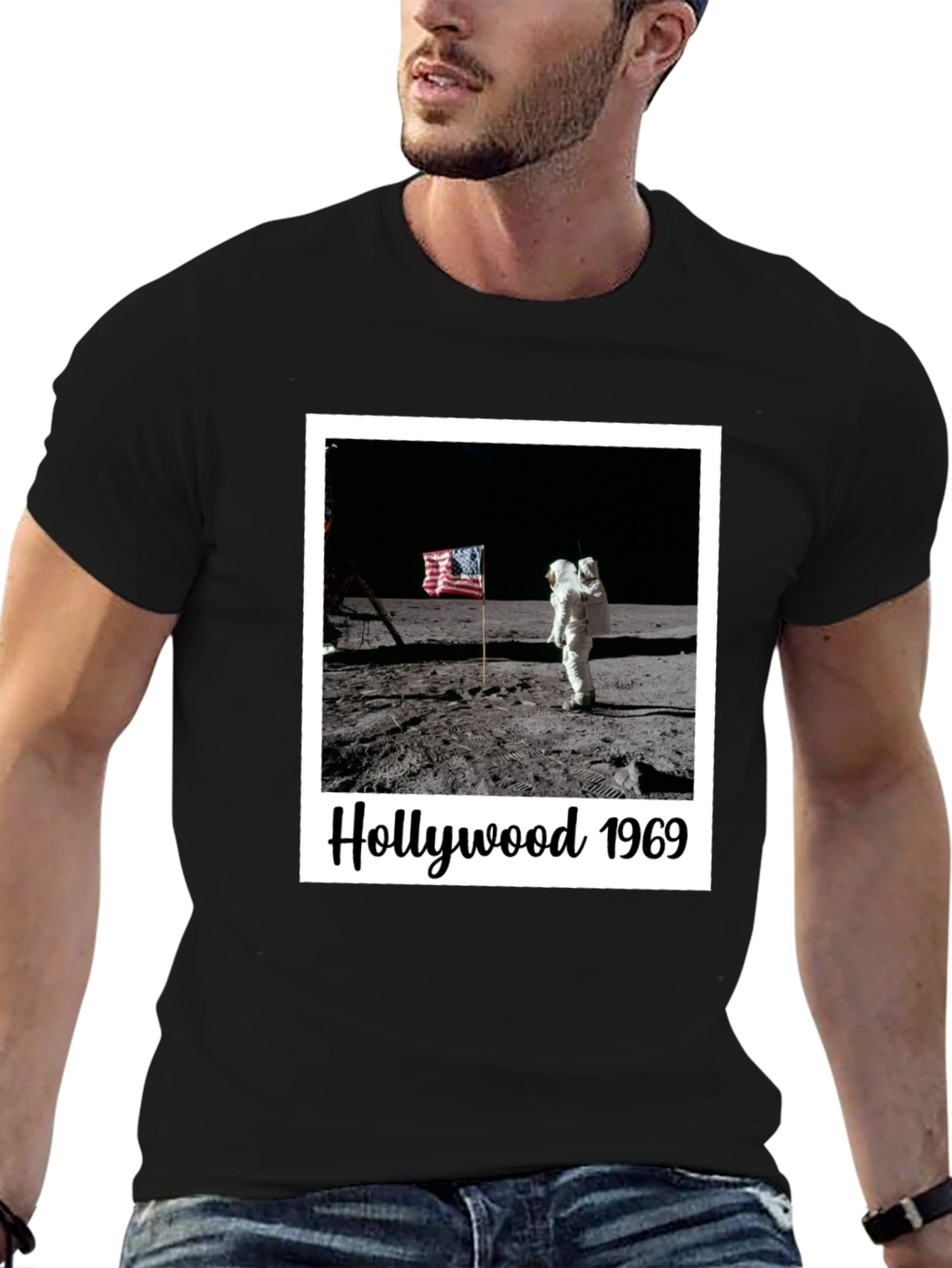 Hollywood 1969 Moon Landing Black T-Shirt