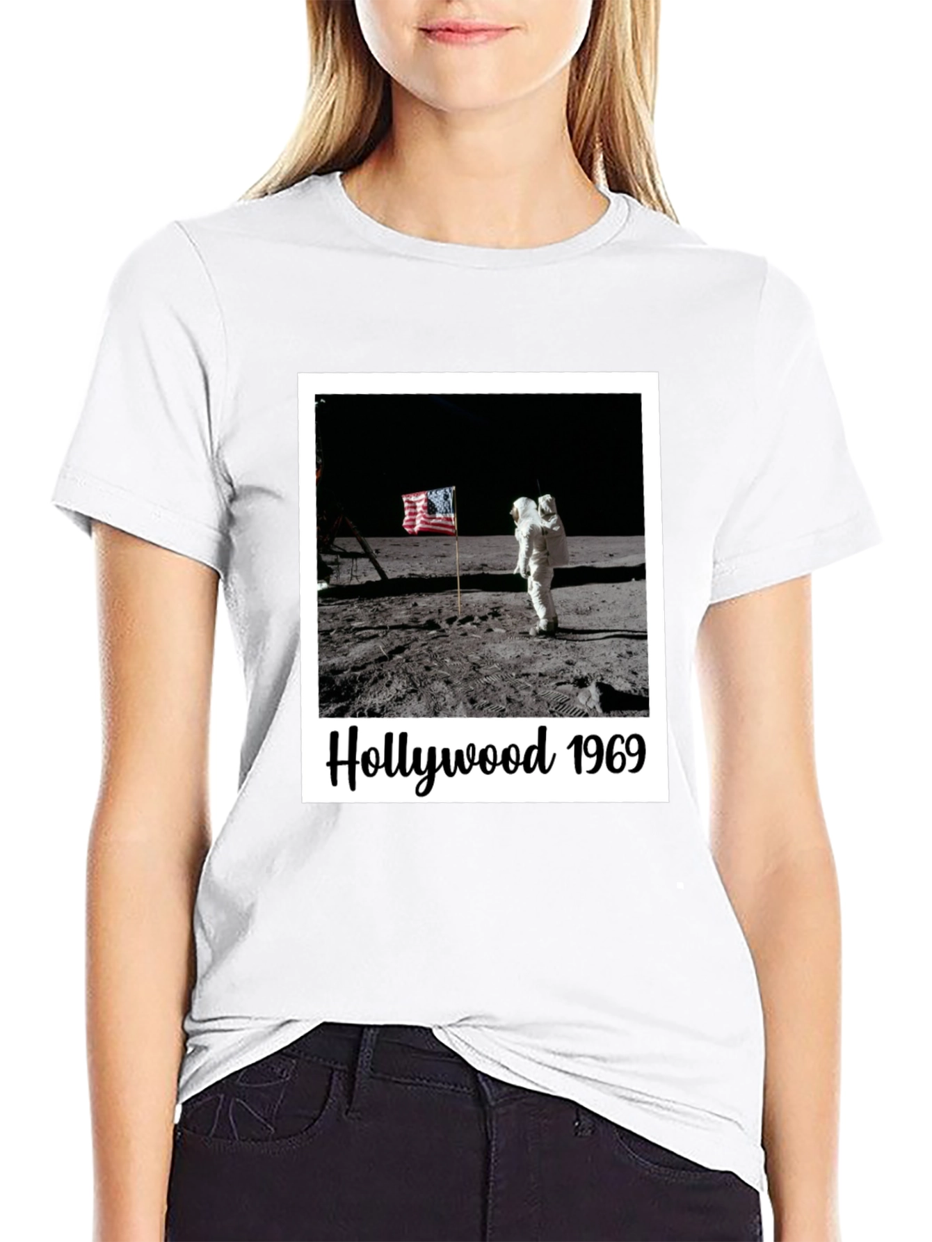 Hollywood 1969 Moon Landing Black T-Shirt